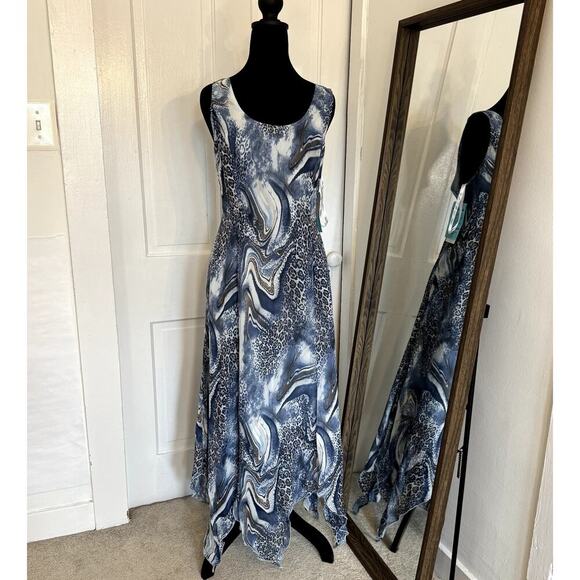 Never Worn Vintage Deadstock Y2K Leopard Blue Joseph Ribkoff Dress Size 14 - Picture 2 of 7
